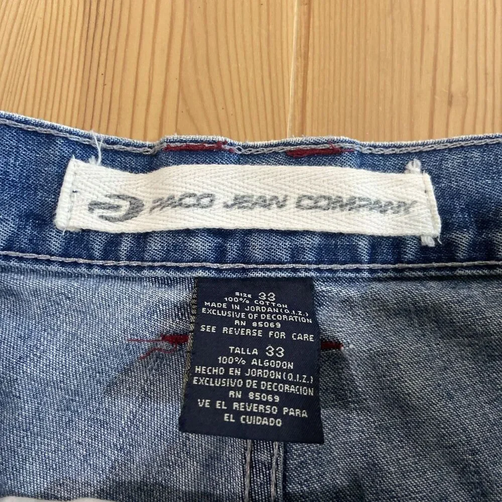 Vintage Paco Jeans Shorts Mens 33 Denim Jorts Blue Y2K Hip Hop Baggy